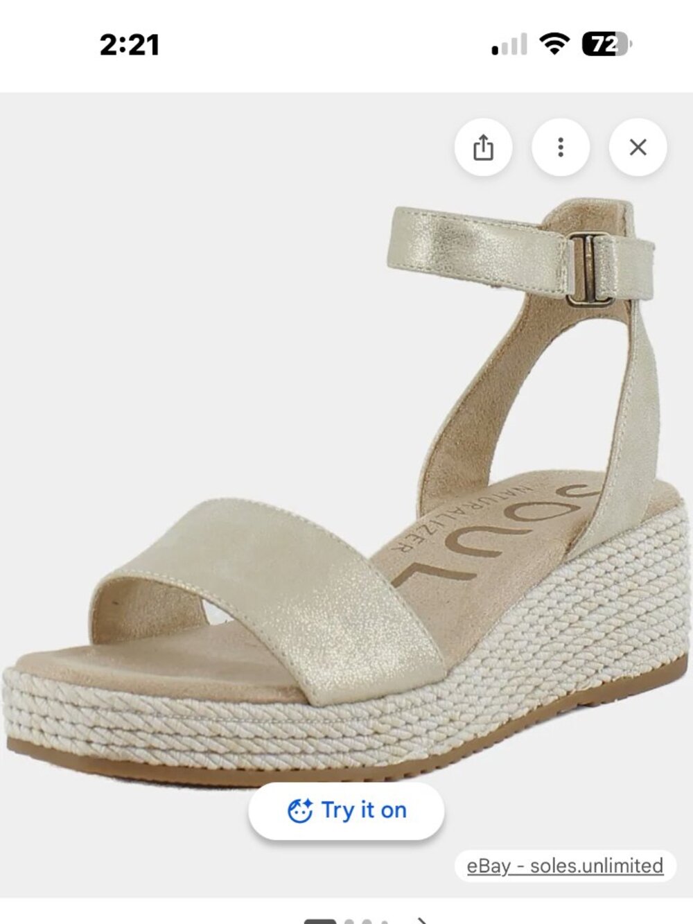 Soul by Naturalizer NWOT Women Platform Sandals 9.5M Ankle Strap Metallic Beige